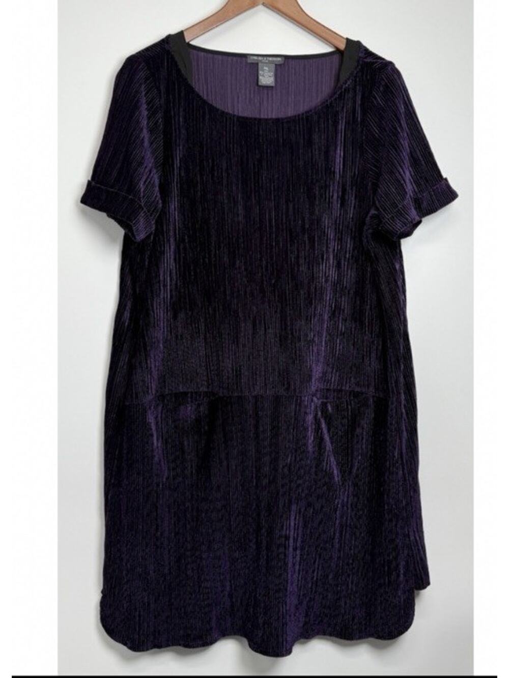 Chelsea And Theodore Dress Women’s Petite-XL Purple Front Pockets Polyester